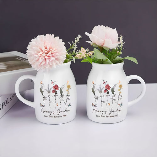 Keramik-Tasse mit Blumenmuster, 300–450 ml
