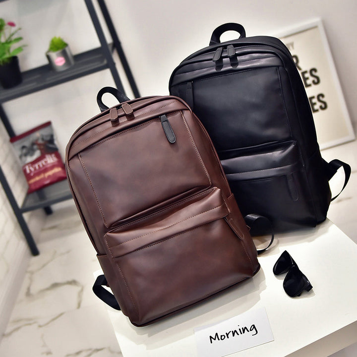 Herren-Rucksack, PU-Leder, kompakt, für Laptop bis 14 Zoll
