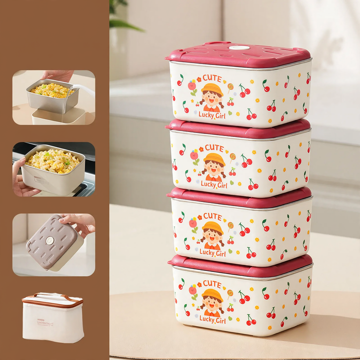Edelstahl-Lunchbox, mehrschichtig, 501–800 ml