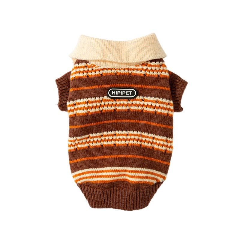 Gestreifte Strickjacke für kleine Hunde, Herbst und Winter