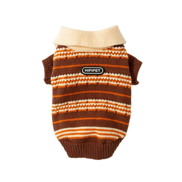 Gestreifte Strickjacke für kleine Hunde, Herbst und Winter