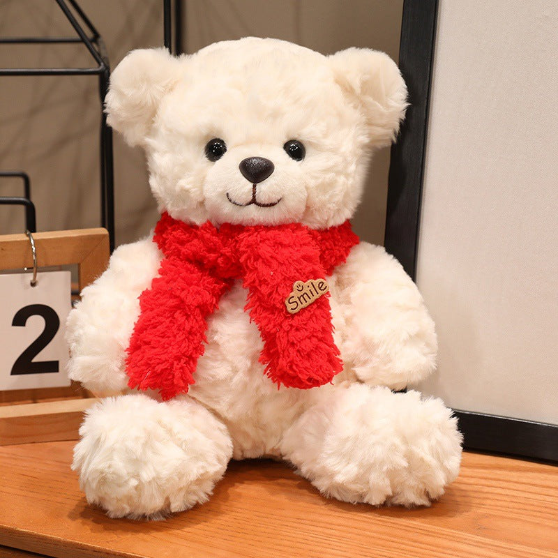 Großer Plüsch-Teddybär mit Seidenschleife