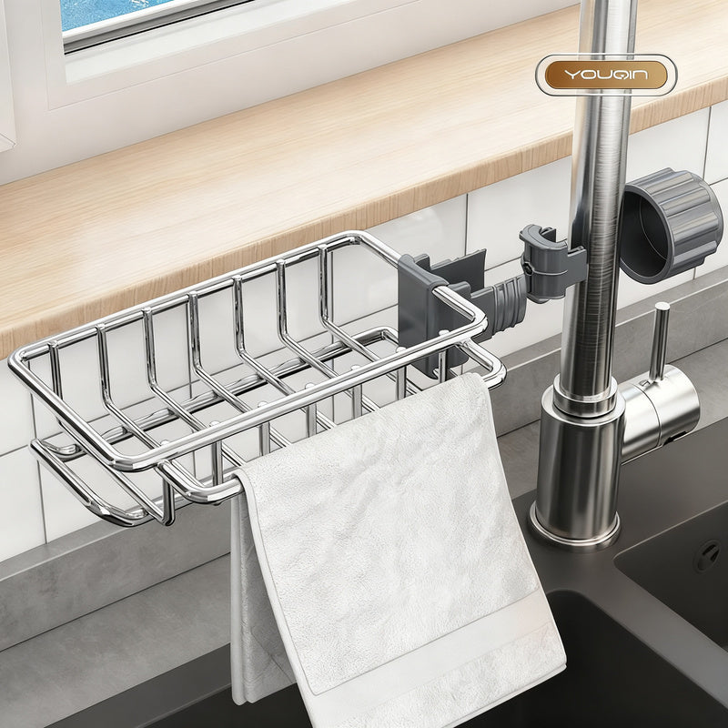 Edelstahl-Ablagekorb für Spüle und Wasserhahn