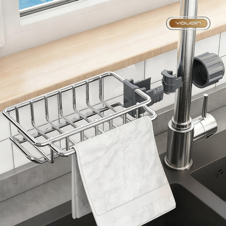 Edelstahl-Ablagekorb für Spüle und Wasserhahn