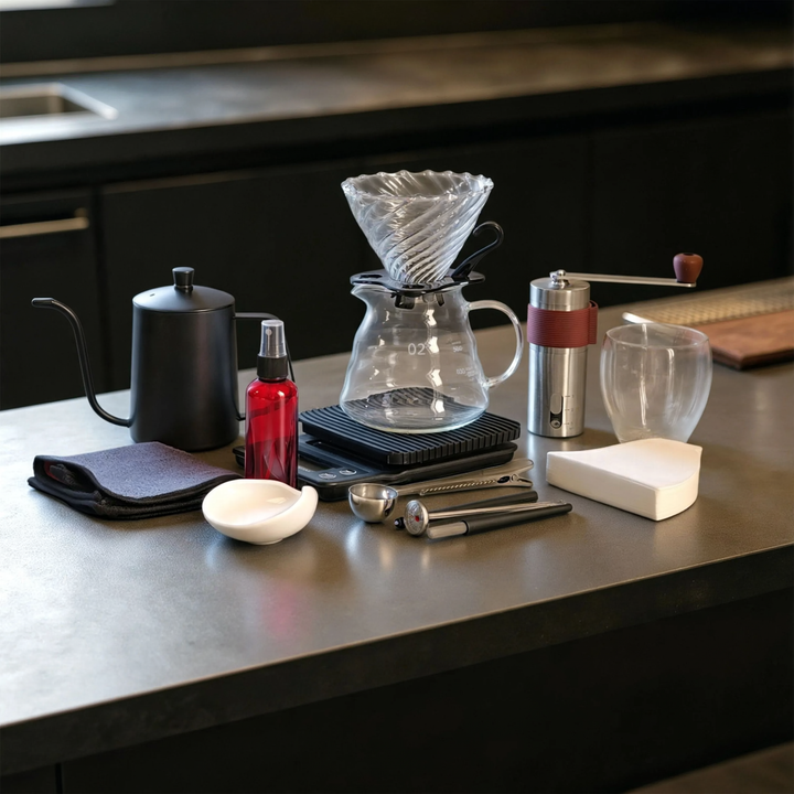 Handaufguss-Kaffee-Set, Edelstahl, 14–15-teilig