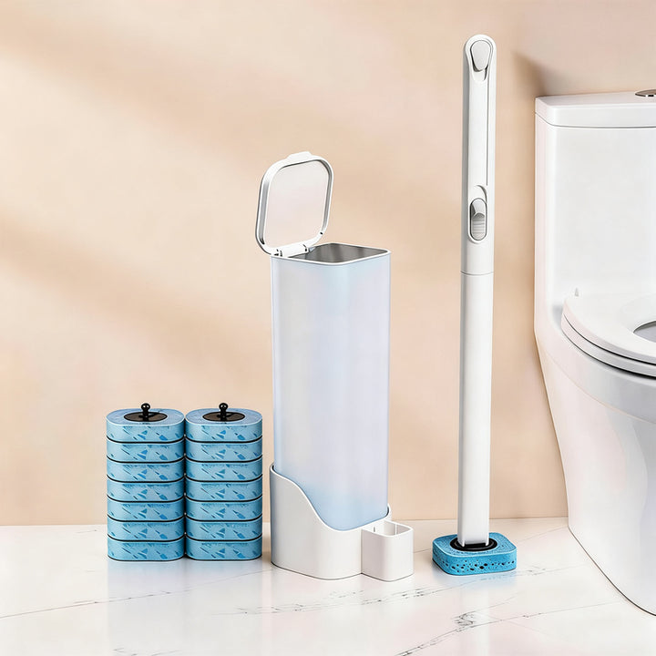 Einweg-Toilettenbürste mit austauschbaren Schwammköpfen
