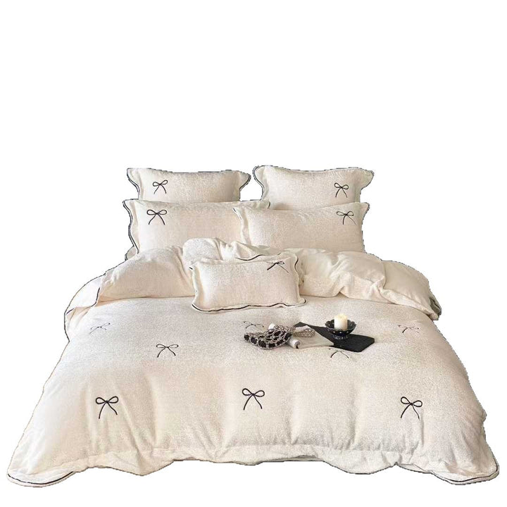 Bettwäsche-Set aus Milchfaser, bestickt, 4-teilig