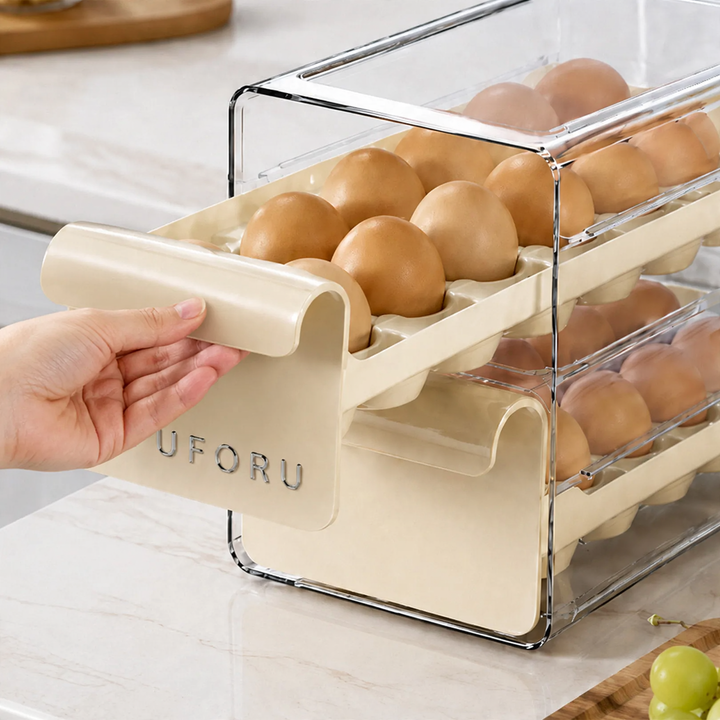 Doppeltes Eieraufbewahrungsbox, ausziehbar, Kunststoff