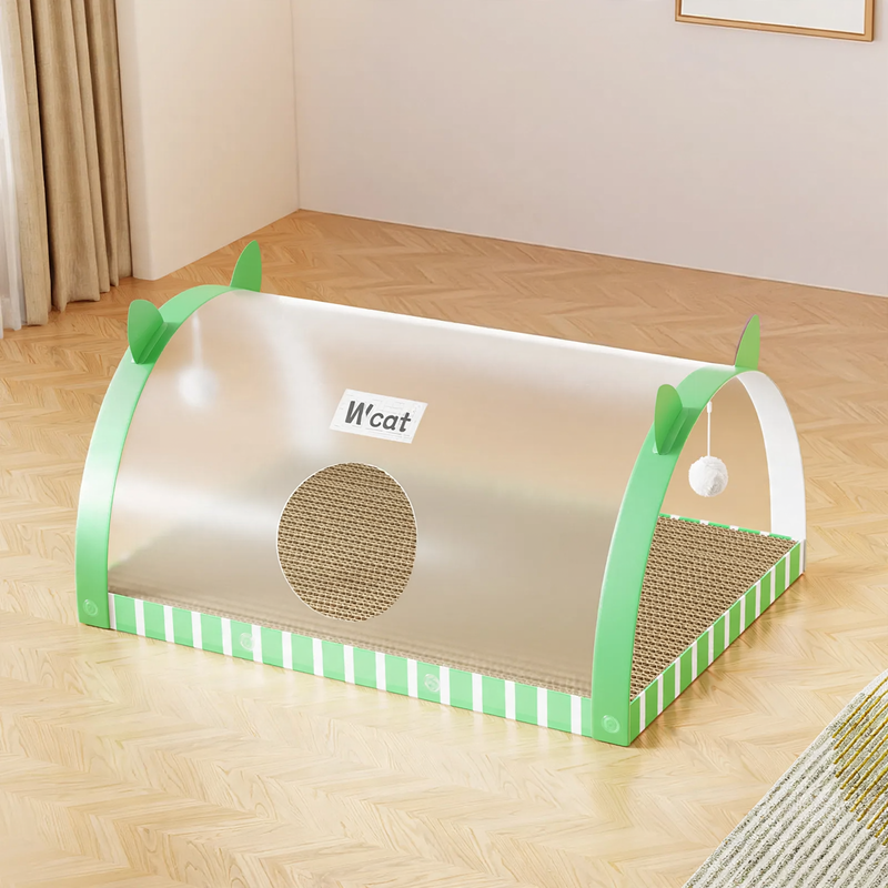 Kratzbrett und Tunnel aus Wellpappe für Katzen