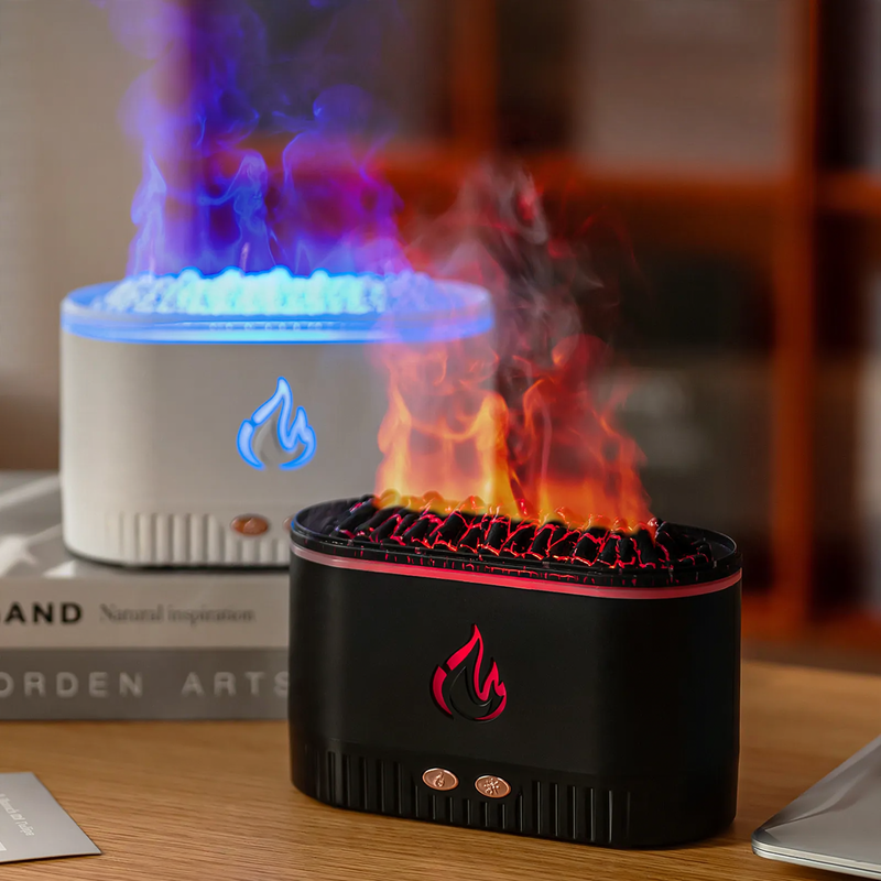 Ultraschall-Luftbefeuchter mit Holzfeuer-Design
