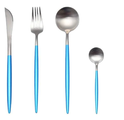 LUXURIÖSES EDELSTAHL-24-TEILIGES GOLD-SILBER-BESTECK-SET
