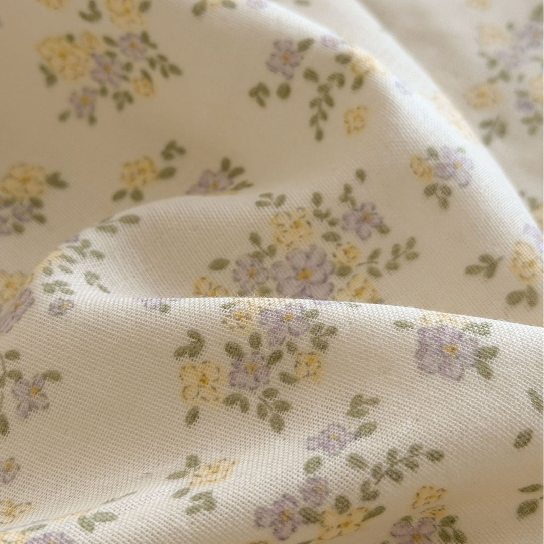 Baumwoll-Doppelgaze-Betttuch mit Blumenmuster
