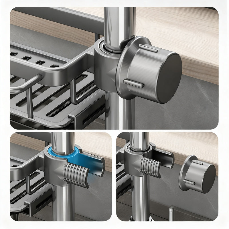 Aluminium-Spülbecken-Organizer mit Ablaufschale