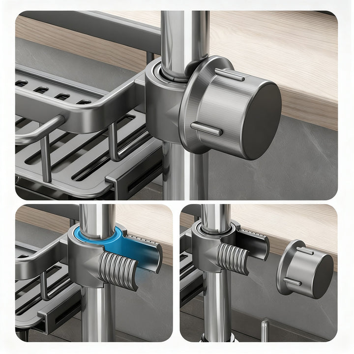 Aluminium-Spülbecken-Organizer mit Ablaufschale