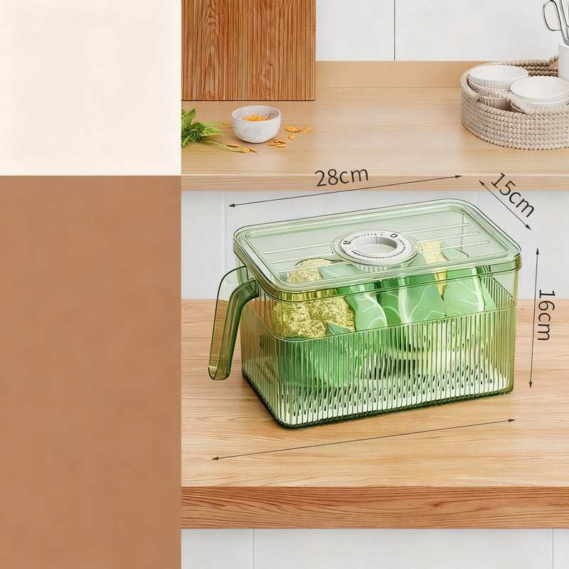 Kühlschrank-Frischhaltebox mit Ablauf und Zeitfunktion