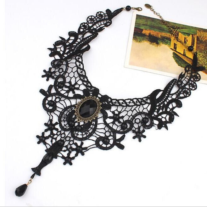 Choker-Halskette aus Stoff, schwarz, rot oder weiß