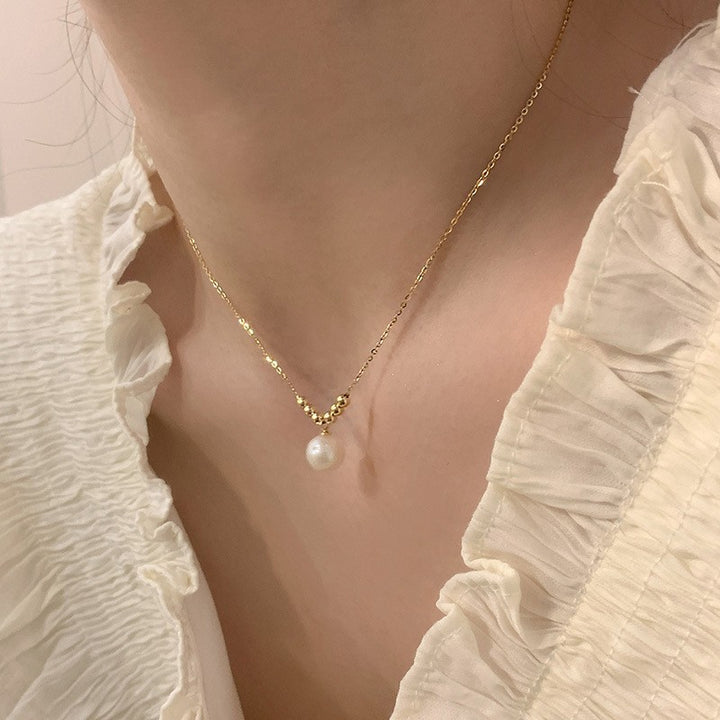 Perlenkette mit Silberverschluss, Perlen 4–12 mm