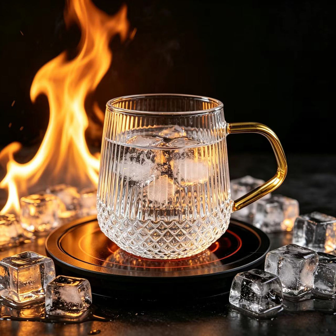 Trinkbecher aus Glas mit Trinkhalm