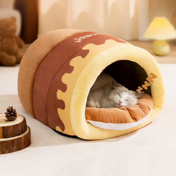 Halboffenes Katzenbett mit Wärmefunktion