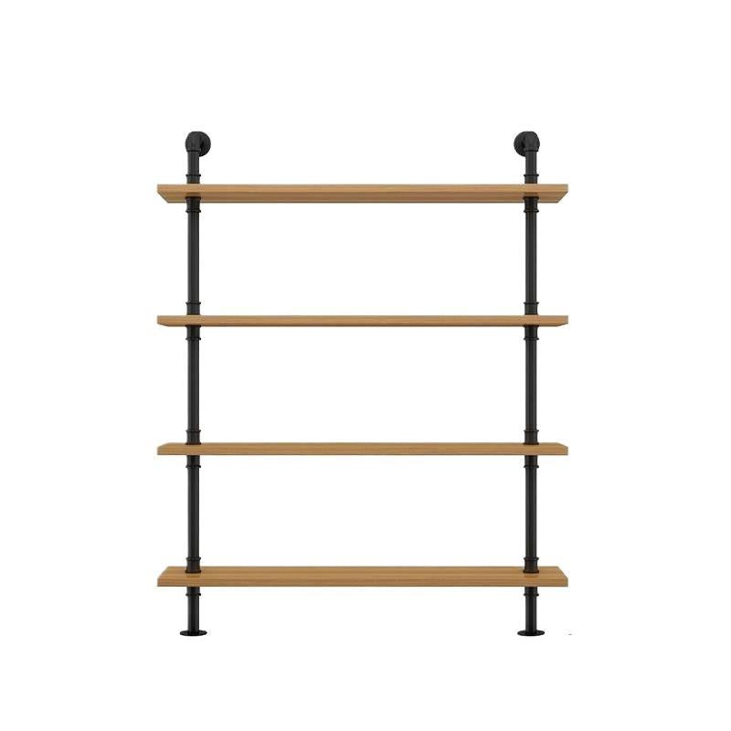 Wandregal aus Holz, 140–240 cm, mit Metallhalterungen