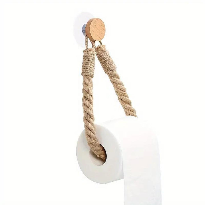 Toilettenpapierhalter mit Seil und Metallhaken