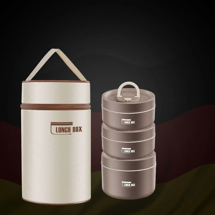 Edelstahl-Lunchbox, rund, 470–600 ml, mit Deckel