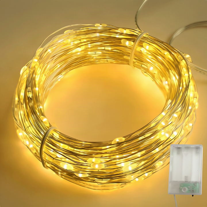 LED-Lichterkette, 10 m, 100 Lichter, USB/Batterie