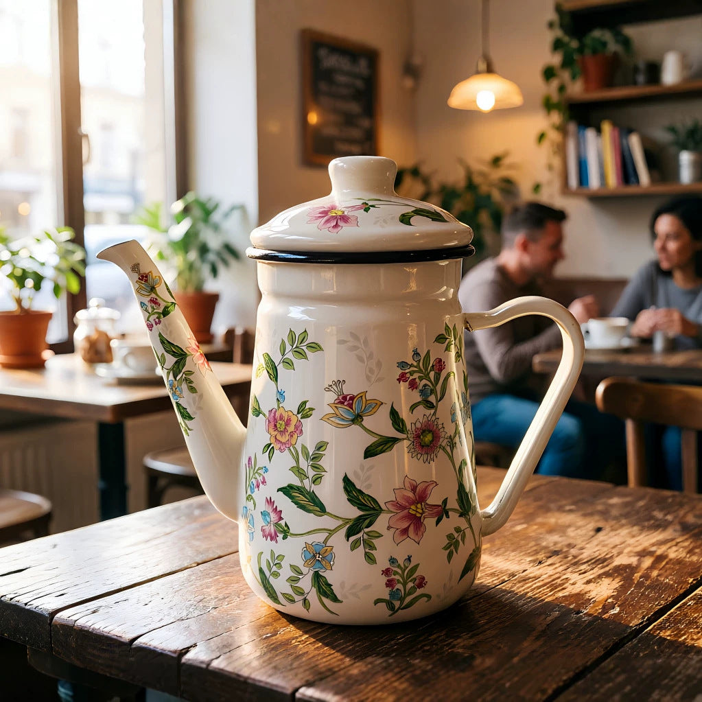 Emaillierte Handbrühkanne aus Stahlblech, 1,2 L