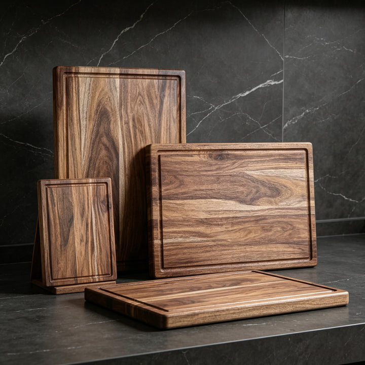 Holz-Schneidebrett, quadratisch, einzeln oder 3er-Set