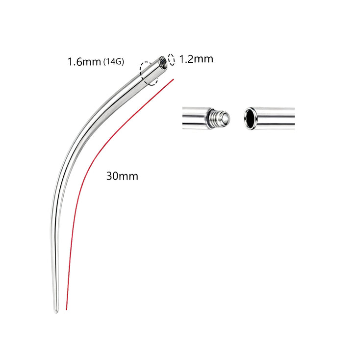 Titan-Piercingstab, flache Basis, Innengewinde