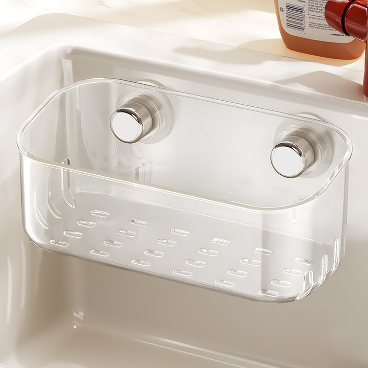 Saugnapf-Spülbecken-Regal, transparent, mehrstöckig