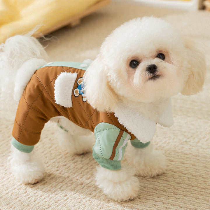 Winterjacke für kleine Hunde mit Taschen und Leine