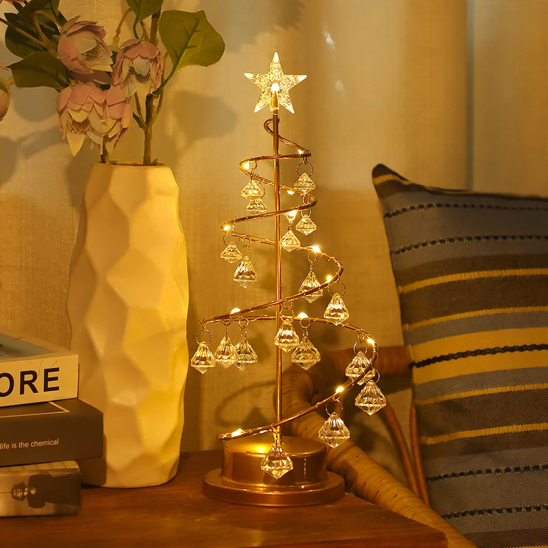 LED-Kristallbaum-Licht mit Metallsockel, USB und Batterie