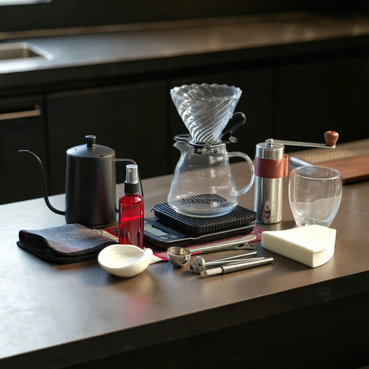 Handaufguss-Kaffee-Geschenkset, 14–15-teilig