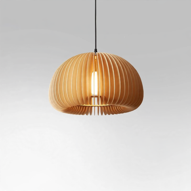 Holz-Hängelampe mit LED, höhenverstellbar