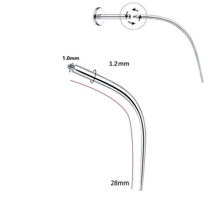 Titan-Piercingstab, flache Basis, Innengewinde