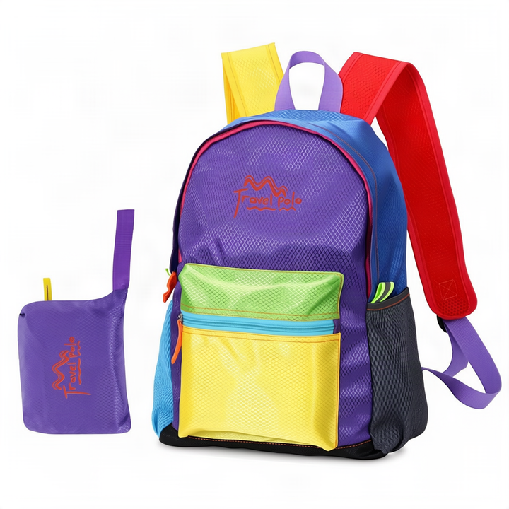 Reiserucksack faltbar, Polyester, 20-40 cm, Farbblöcke