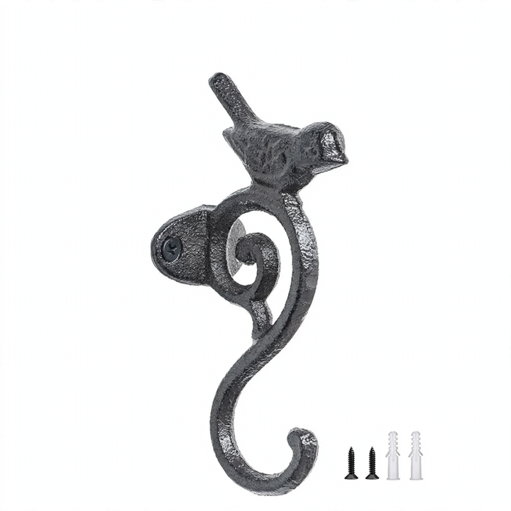 Gusseiserner Wandhaken mit Vogelmotiv