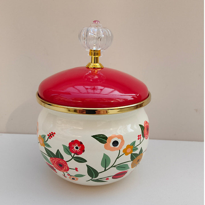 Emaillierte Gewürzbox mit Deckel, 301–500 ml