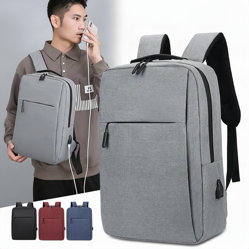 Erweiterbare Canvas-Rucksack mit USB, bis 20 L, 16 Zoll