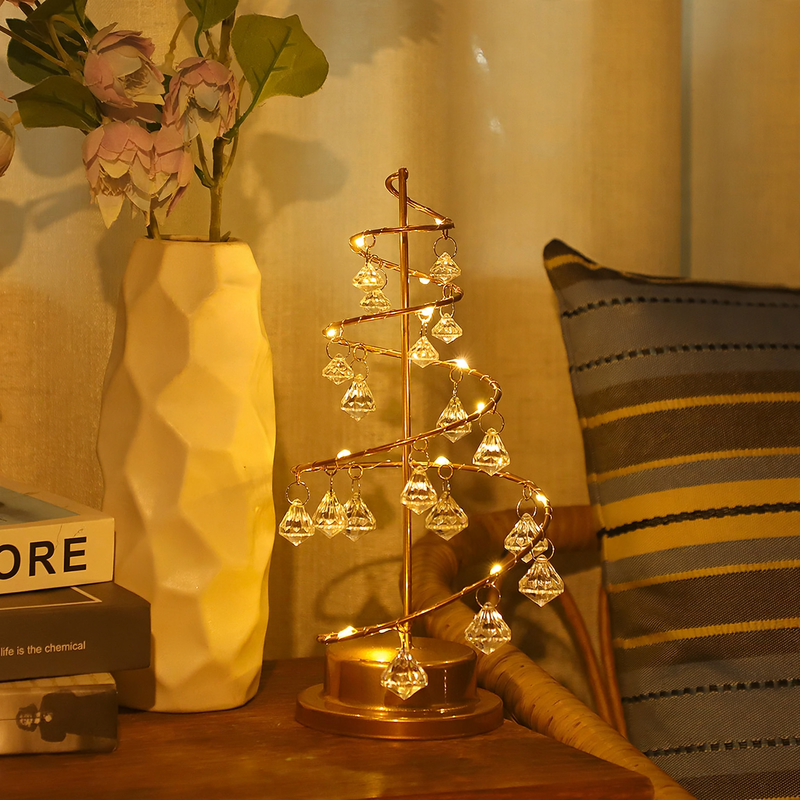 LED-Kristallbaum-Licht mit Metallsockel, USB und Batterie