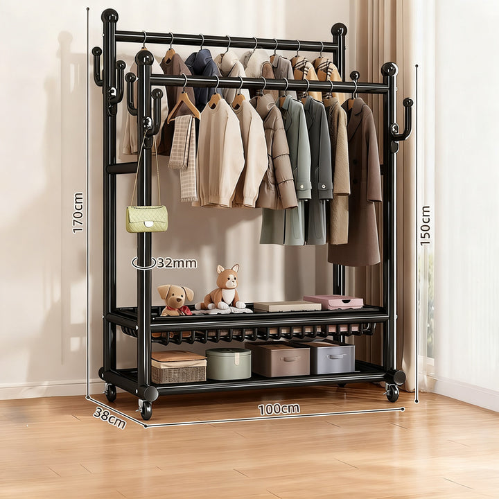 Bewegliche Garderobe aus Kohlenstoffstahl, Nordisch