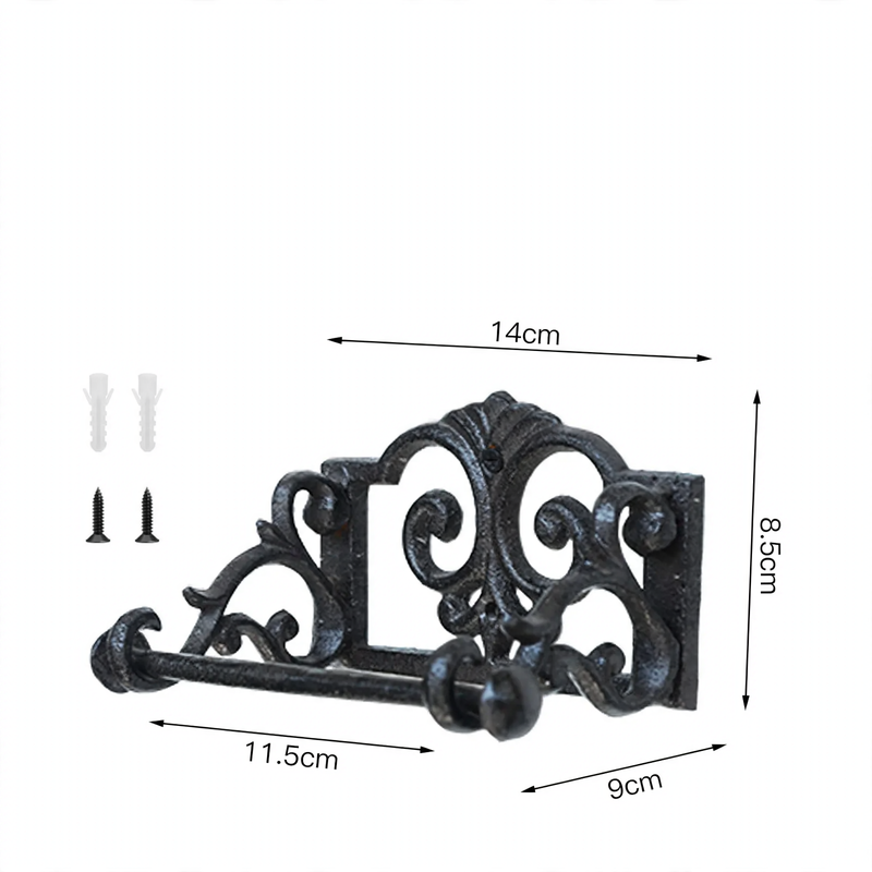 Gusseisen-Handtuchring, Vintage-Stil, schwarz