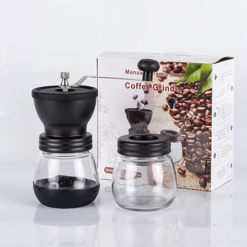 Handkaffeemühle aus Glas, modernes Design