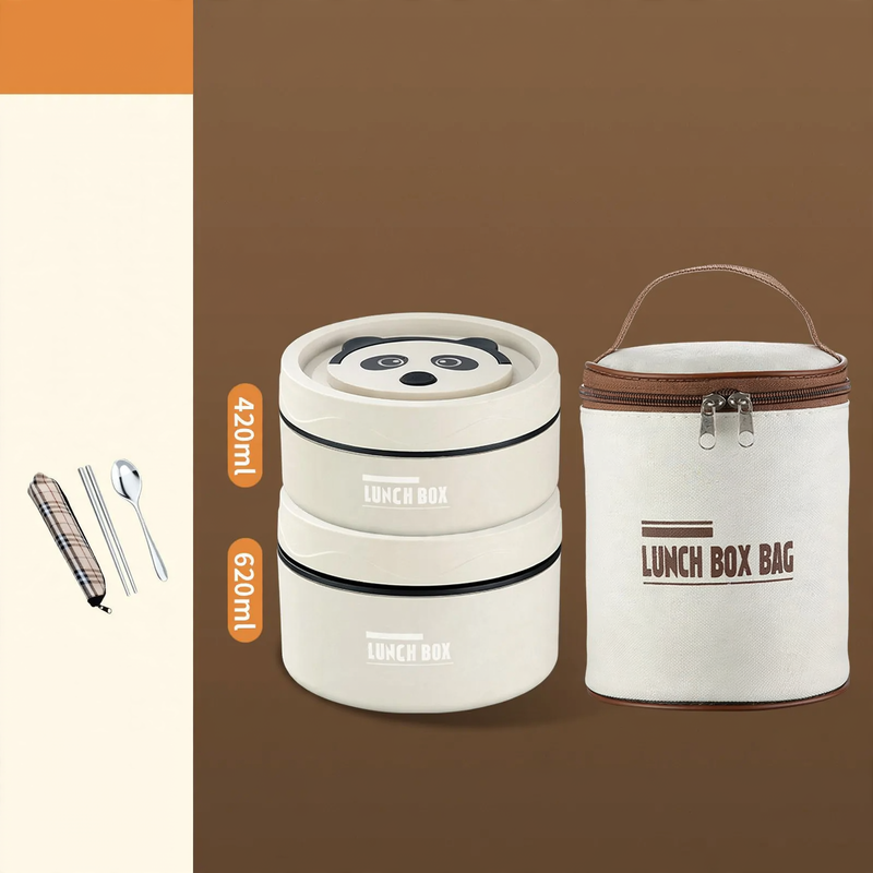 Edelstahl-Lunchbox, rund, 470–600 ml, mit Deckel