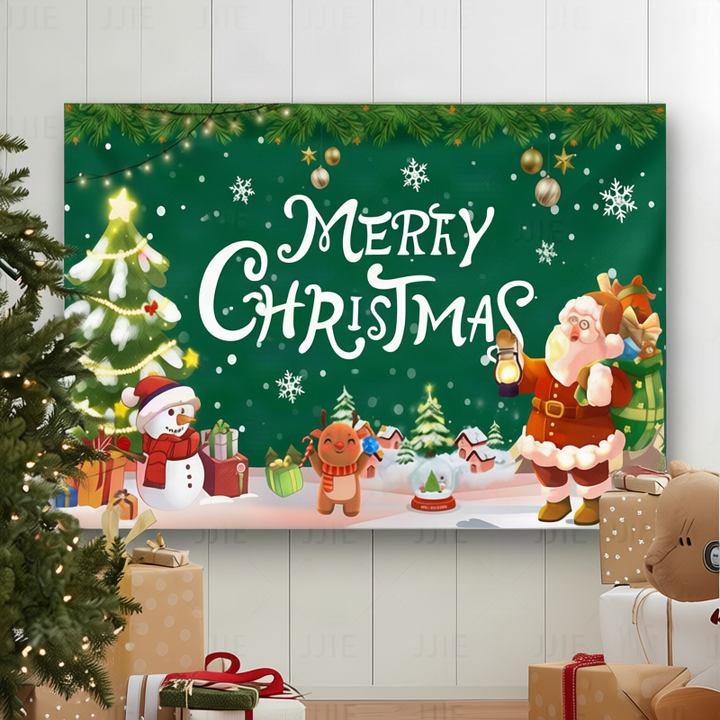 Merry Christmas Family Canvas - Humans & 2 Pets