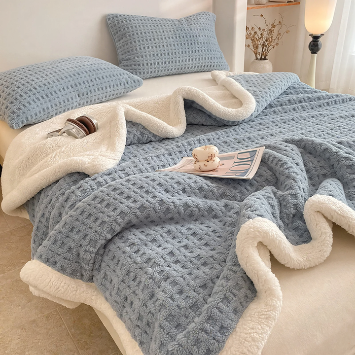 Doppellagige Waffelpique-Fleece-Decke, 1000–1500 g