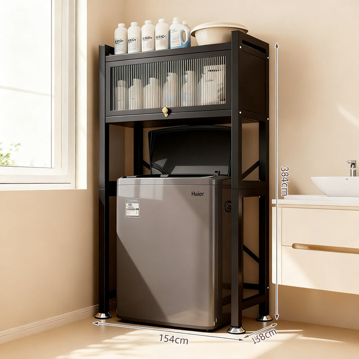 Stahlregal für Waschmaschine, 2–3 Ebenen mit Türen