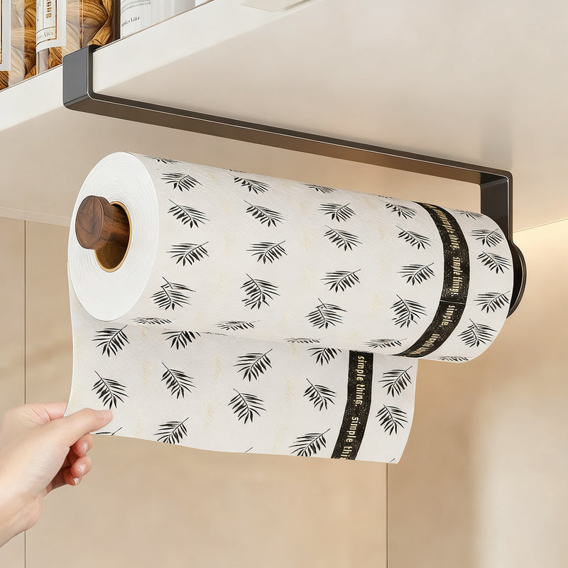Küchenrollenhalter mit Aluminium und Walnussholz