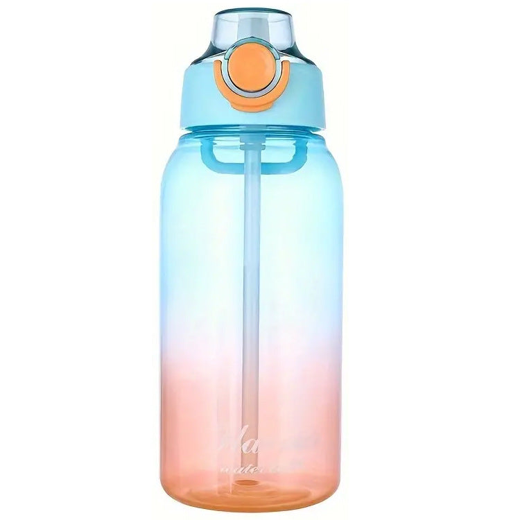 Sporttrinkflasche 1 L mit Strohhalm, Farbverlauf